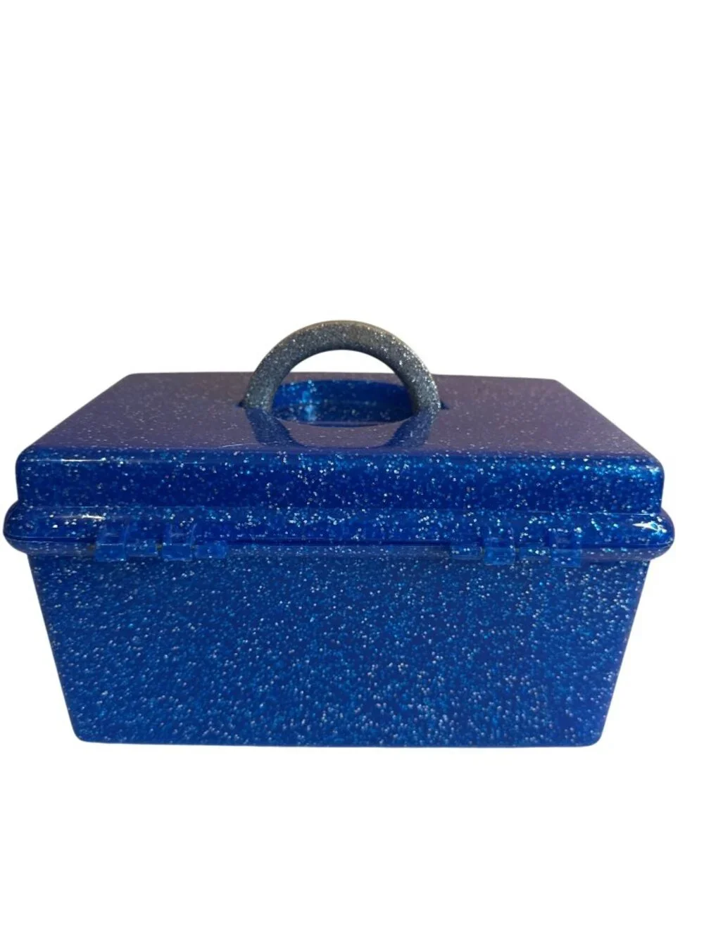 Caboodles Liquid Metallica Blue Sparkle Vanity Case Organizer Mirror #5620